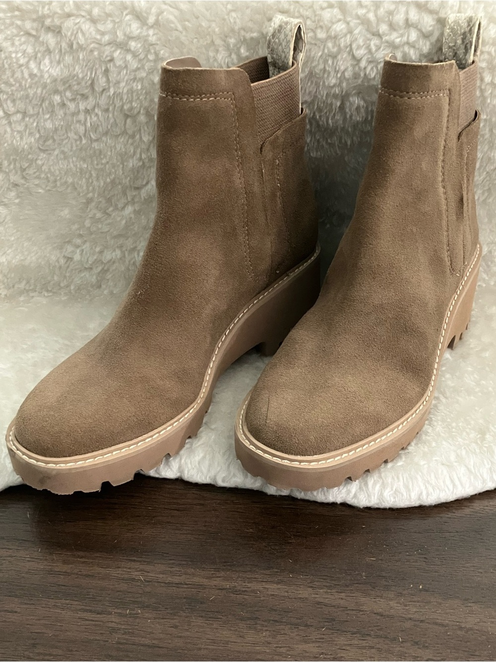 Dolce Vita | Suede Chelsea Platform Ankle Boots - Taupe - Picture 12 of 12
